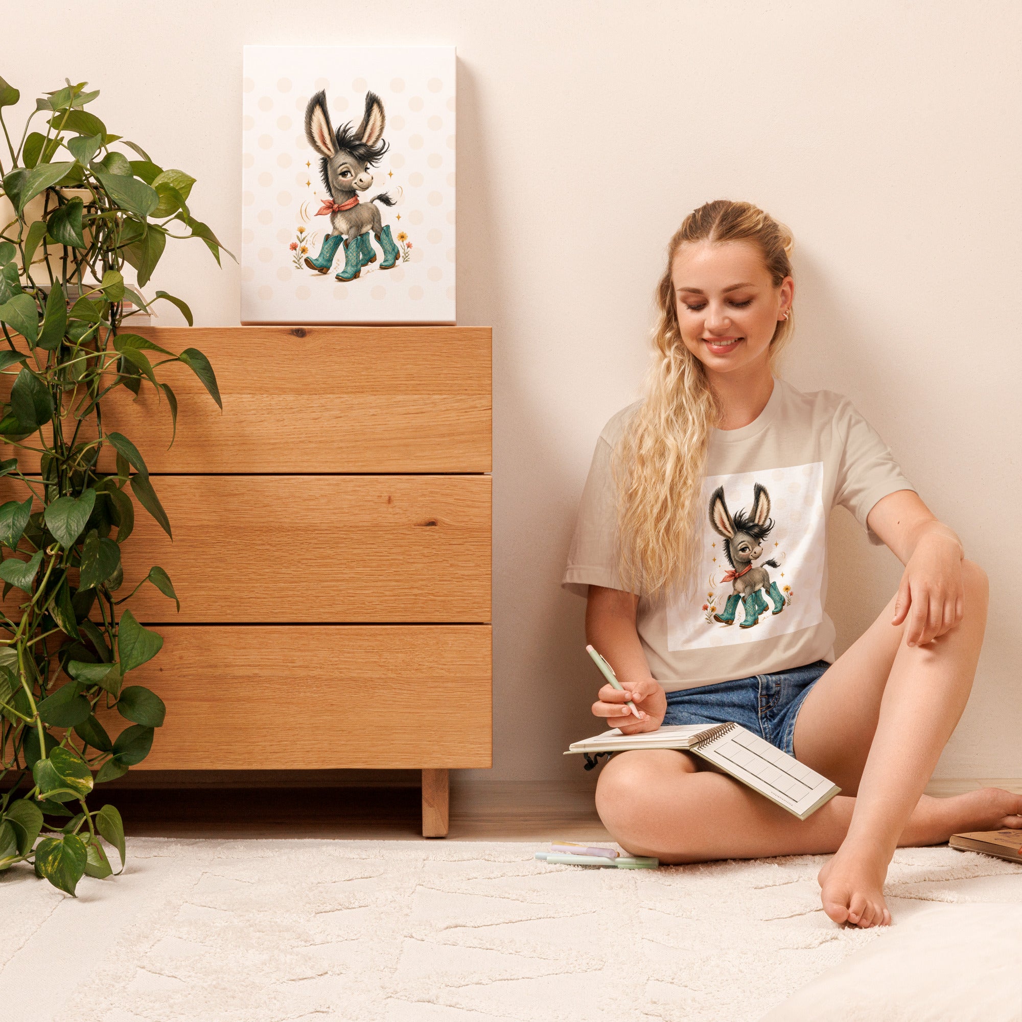 Cute Donkey Graphic Tee for Women, Whimsical Farm Animal Shirt