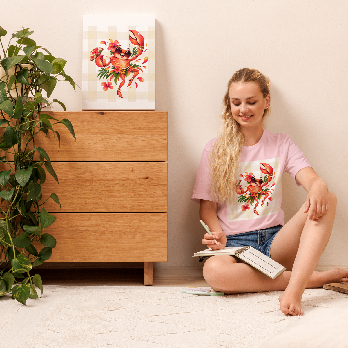Women’s Tropical Lobster Graphic Tee, Coastal Summer Shirt, Beach Lover Gift
