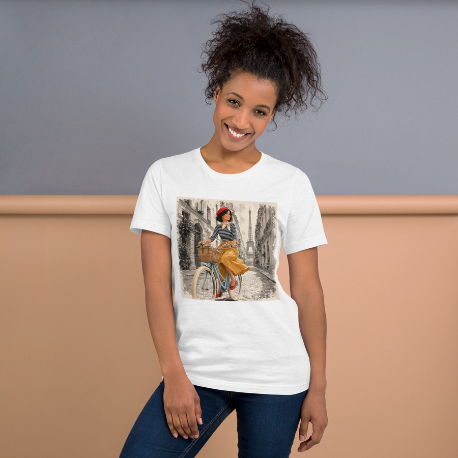 Paris Shirt for Women, Parisian Bicycle T-Shirt, French Girl Graphic Tee, Vintage Paris Shirt, France Travel Tee, Paris Lover Gift