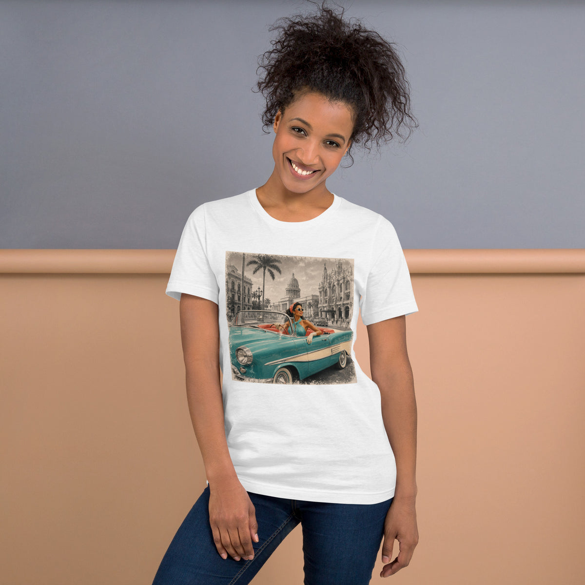 Havana Convertible Graphic Tee, Vintage Cuba Travel Shirt, Classic Car Gift