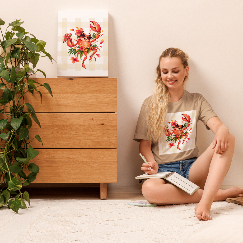 Women’s Tropical Lobster Graphic Tee, Coastal Summer Shirt, Beach Lover Gift