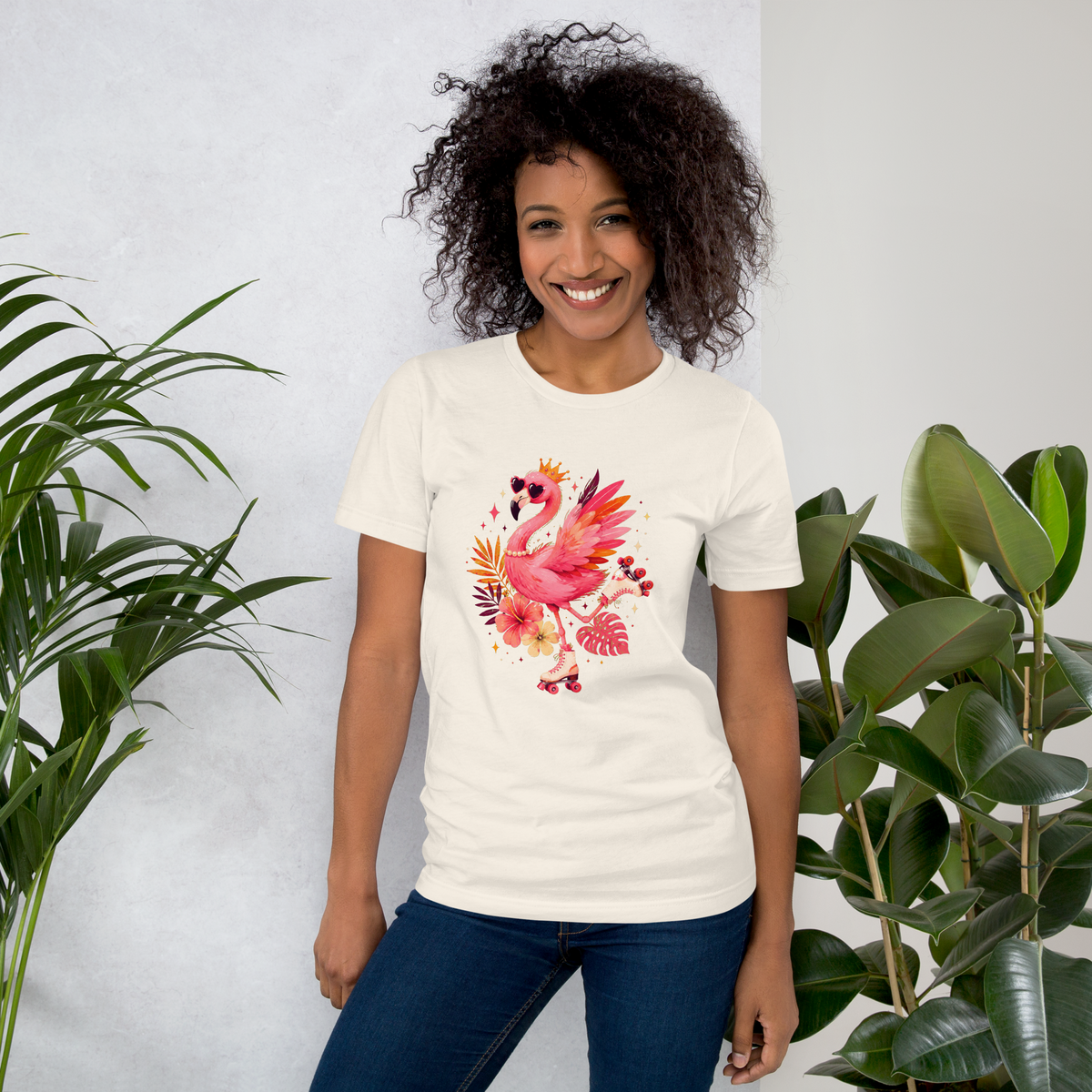 Pink Flamingo Shirt for Women, Tropical Graphic Tee, Colorful Summer T-Shirt, Beach Vacation Tee, Flamingo Lover Gift