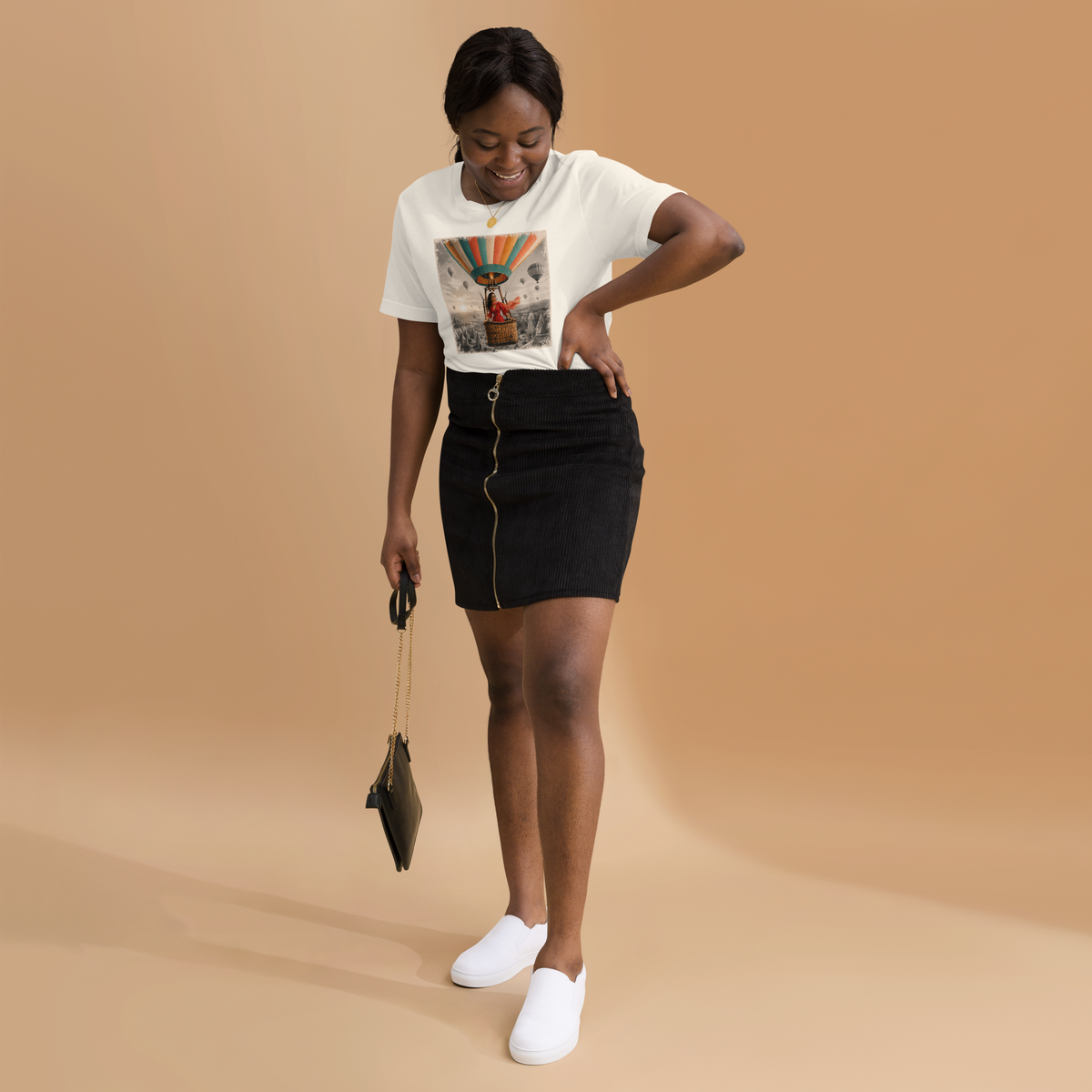 Hot Air Balloon Graphic Tee, Vintage Woman Travel Shirt, Whimsical Adventure Gift