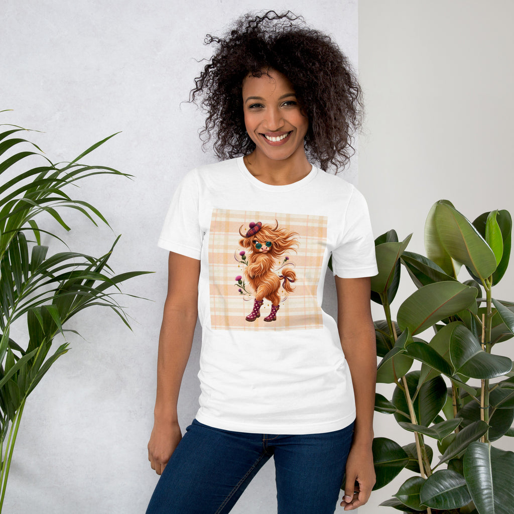 Women’s Highland Cow Graphic Tee, Cute Western Shirt, Cow Lover Gift
