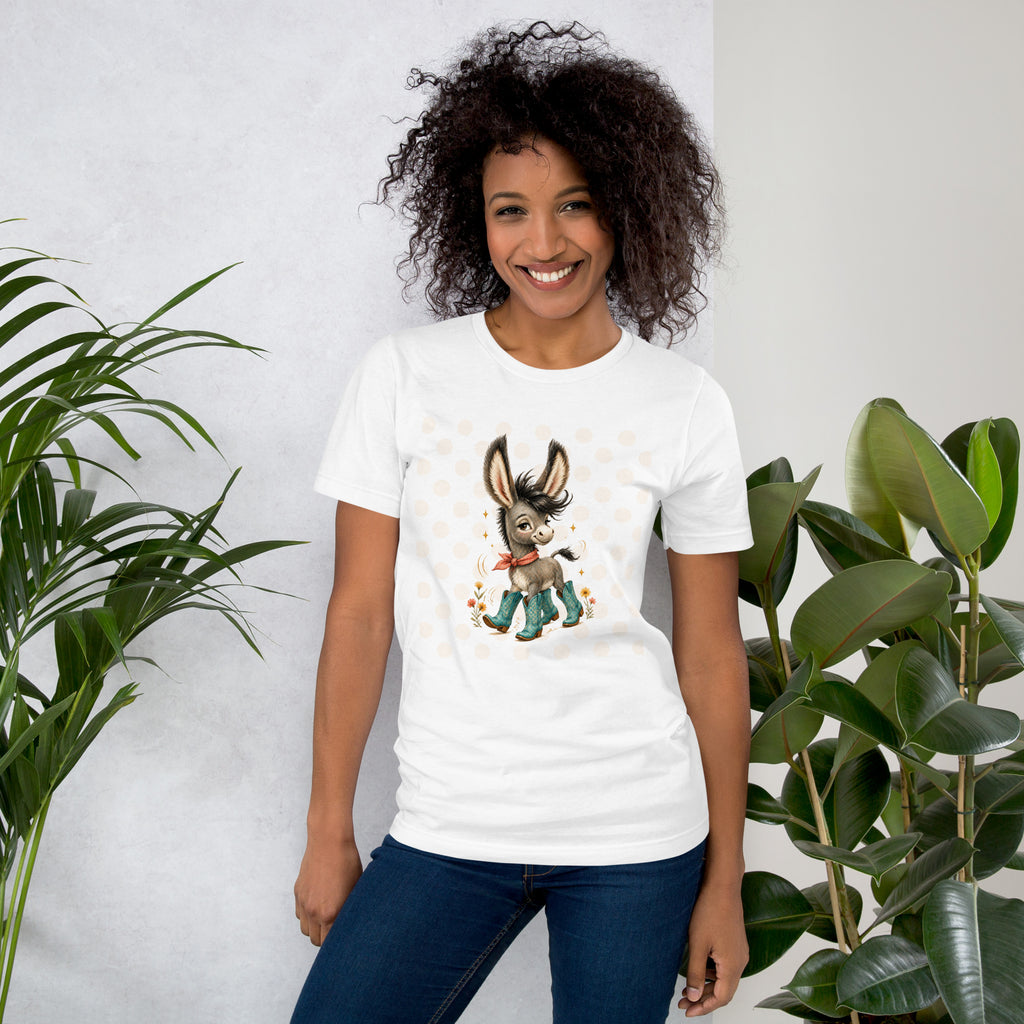Cute Donkey Graphic Tee for Women, Whimsical Farm Animal Shirt