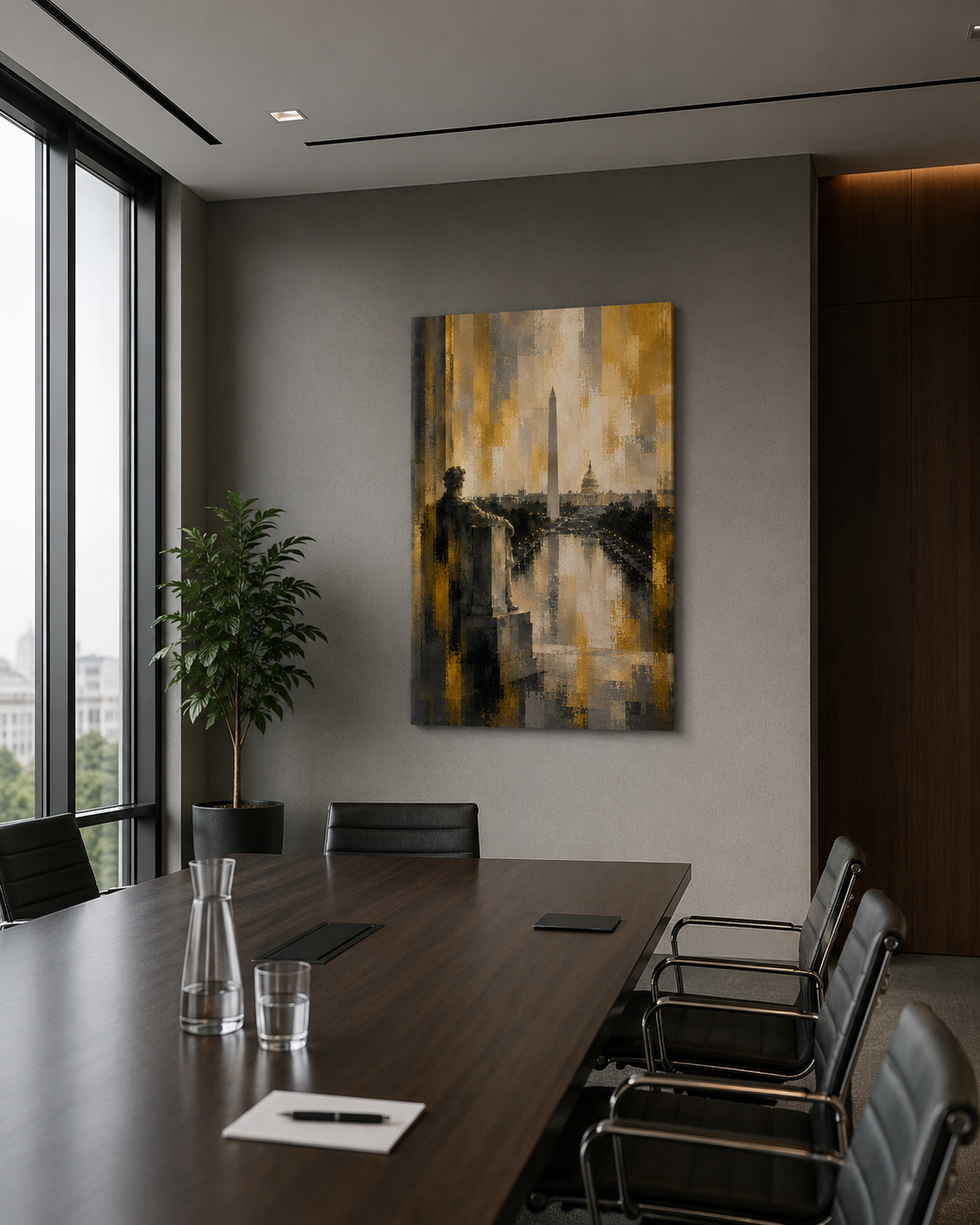 Washington DC Canvas Wall Art, Gold Black Cityscape Decor, Washington Monument Art, Capitol Building Print