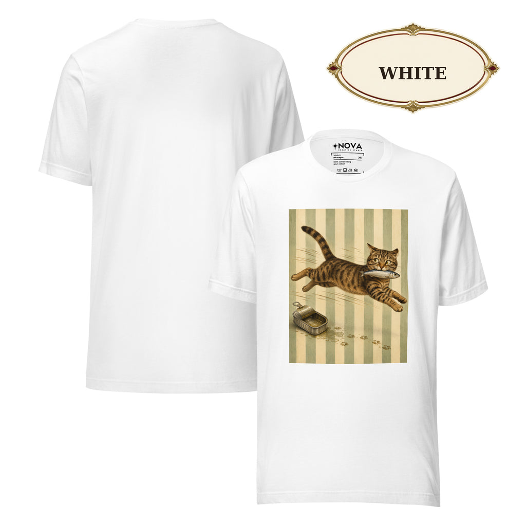 Sardine Thief Cat Graphic Tee, Unisex Funny Cat Lover Shirt